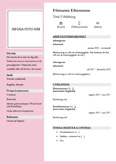 Gratis CV-mall - Modern