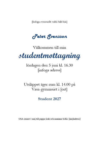 Gratis mall inbjudan student