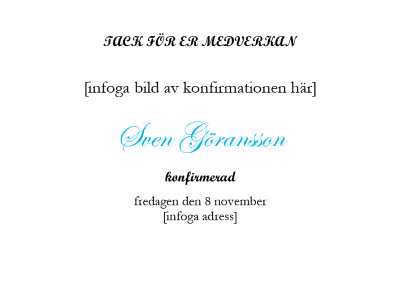 Gratis mall tackkort konfirmation